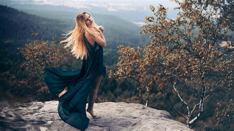 Women Model Blonde Long Hair Women Outdoors Nature Rock Trees Free Download Nude Photo Gallery