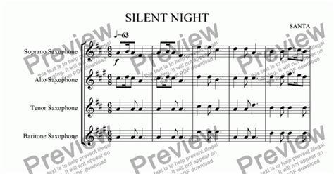 Silent Night Saxophone Quartet Download Sheet Music Pdf File
