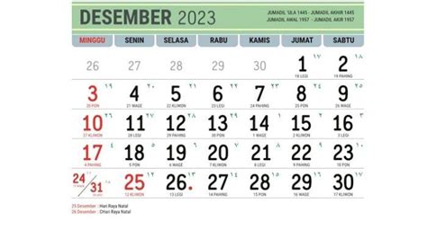 Link Download Kalender Desember 2023 Lengkap Dengan Hari Pasaran Jawa