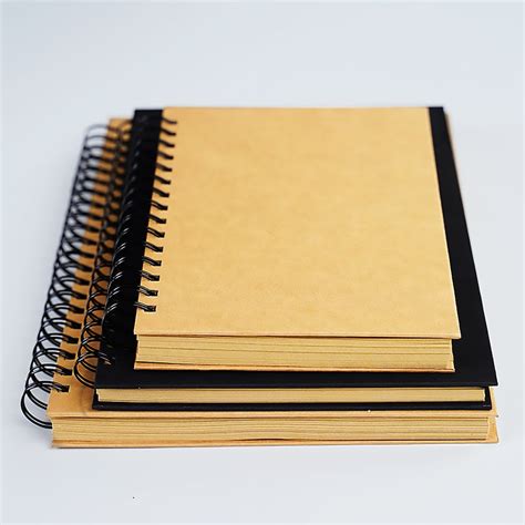 Spiral Notebook Kraft Brown Paper Blank Journal Scrapbook Sketchbook A5