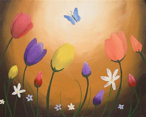 Watercolours Butterfly Original Flower Floral Painting Wall Art Acrylic