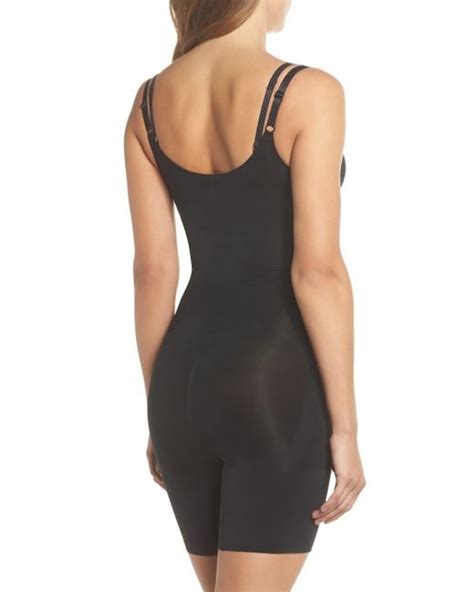 Spanx Spanx Oncore Open Bust Mid Thigh Shaper Bodysuit In Black Lyst