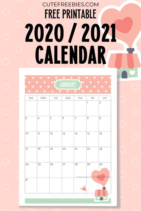 School Calendar Printable For 2020 2021 Cute Freebies For You Images