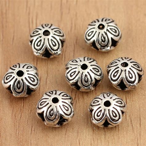 100 925 Silver Jewelry Beads Hollow Sterling Silver Flower Beads