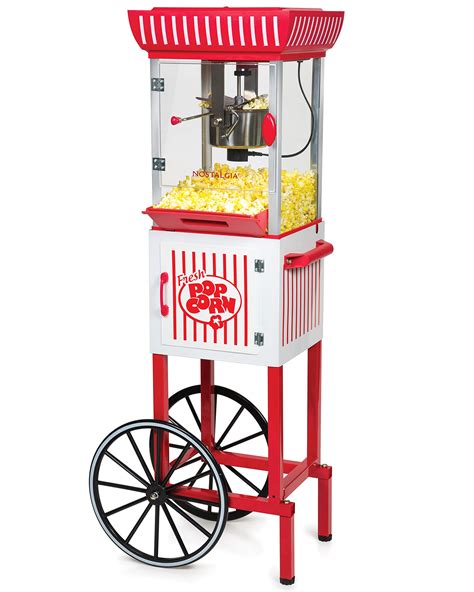 Nostalgia Popcorn Maker Cart 25 Oz Kettle Makes 10 Cups Retro
