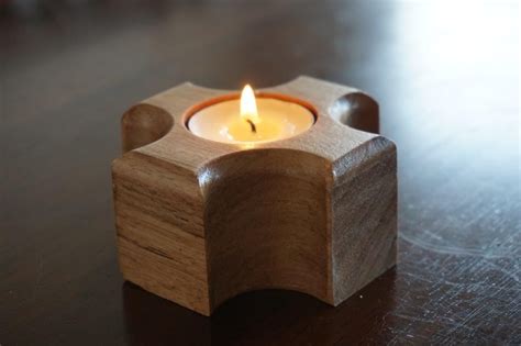 Handcrafted Wooden Candle Holder Set Of 2 Handmade Unique Wooden Candle