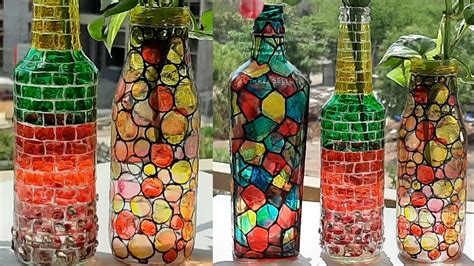Glass Bottle Painting L How To Use Glass Colours On Bottle L Bottle Art Youtube