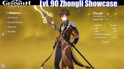 Genshin Impact Lvl 90 Zhongli Skills And Damage Showcase Youtube