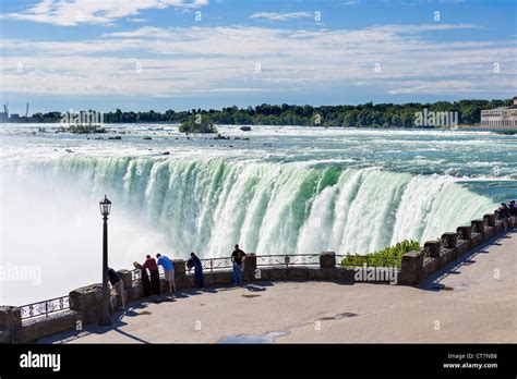 Tourists Viewing The Horseshoe Falls From The Canadian Side Niagara