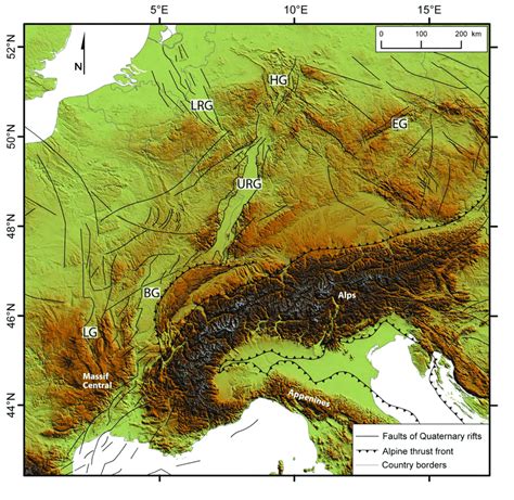 1 Digital Elevation Model Of Central Europe Showing The Main