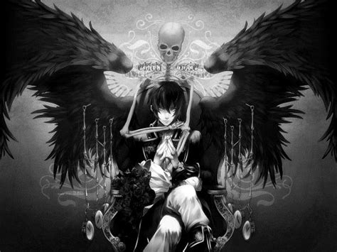 Monochrome Black And White Anime Skeleton Hugging A Man Very Gud