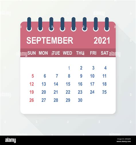 September 2021 Calendar Leaf Calendar 2021 In Flat Style Vector