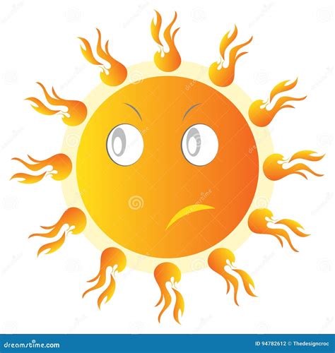 Angry Sun Cartoon Character Vector Illustration
