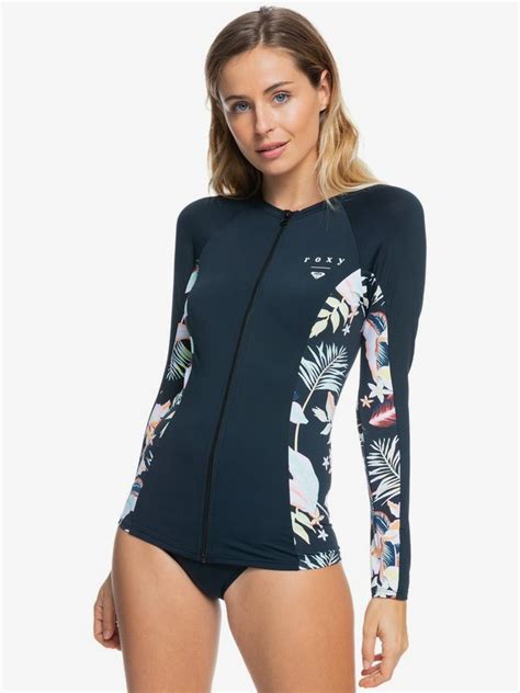Printed Beach Classics Long Sleeve Upf 50 Zipped Rash Vest For Women Roxy