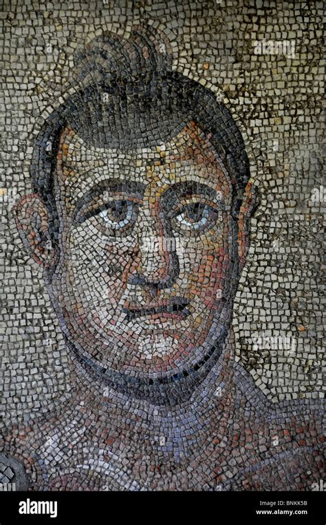 Italy Mosaic Person Face Old Antique Roman Wall Portrait Art Skill