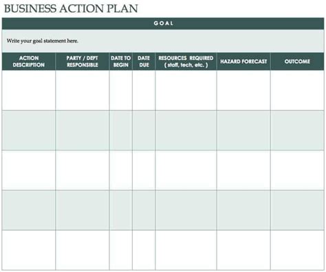 Free Action Plan Templates Smartsheet