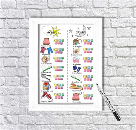 Buy Childrens Routine Chart Morning And Evening Routine Kids