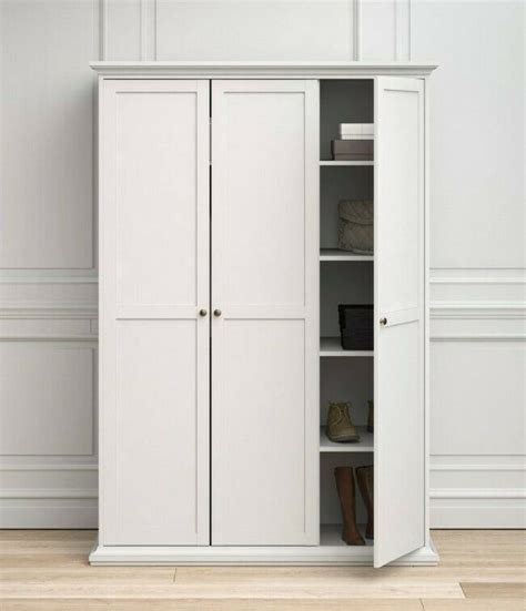 Buy White Triple Wardrobe 3 Door Clothes Storage Robe Bedroom Hanging