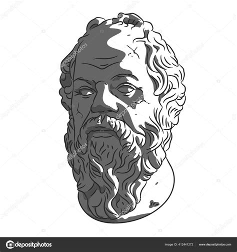 bust socrates ancient greek philosopher isolated white background place inscription stock vector