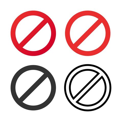 Prohibition Sign Block Symbol Icon Set Isolated On White Background