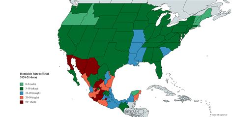 Homicide Rate By Us And Mexican States Dc Rate Is 28 Mexico City Is