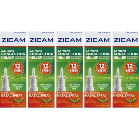 5 Pack Zicam Extreme Congestion Relief Liquid Nasal Spray 050oz Each