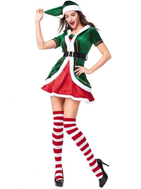 Women S Green Christmas Elf Cosplay Costume Short Sleeve Christmas Costume For Sale Cosplayini