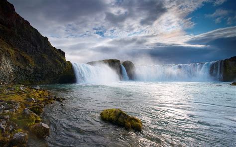 デスクトップ壁紙 風景 滝 岩 自然 海岸 崖 フィヨルド アイスランド 地形 雲 海洋 ラピッド 大気現象