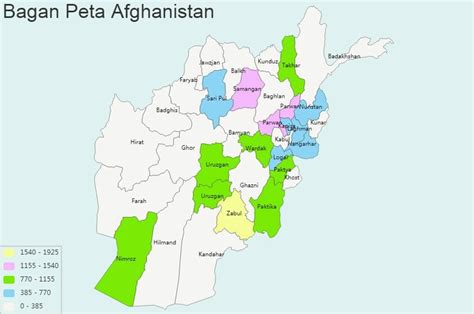 Peta Afghanistan Lengkap Dengan Nama Kota Dan Batas Wilayah Tarunas