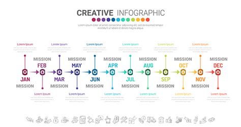 Timeline Business For 12 Months Infographics Element Design And