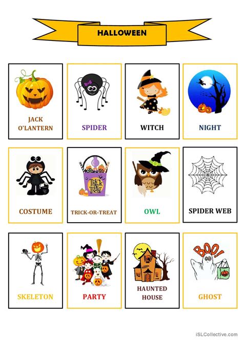 Halloween Pictionary Picture Dictio English Esl Worksheets Pdf And Doc