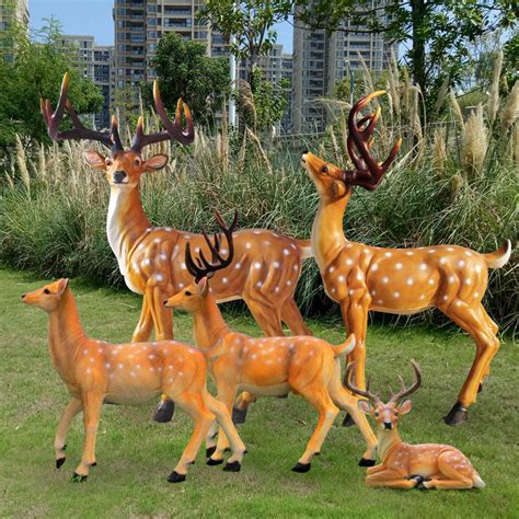 High Quality Life Size Resin Fiberglass Sika Deer Figurine Statue For