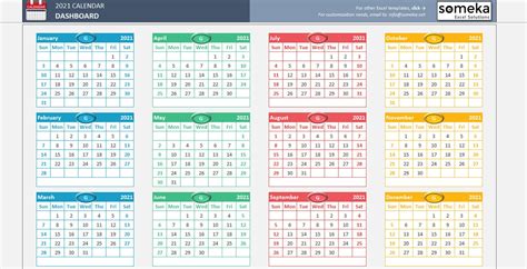 Plantilla De Calendario De Excel 2021 Calendario De Hoja De Etsy