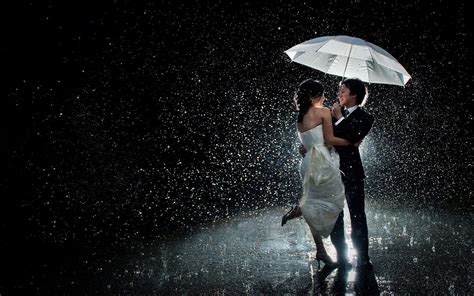 Romantic Couple In Rain