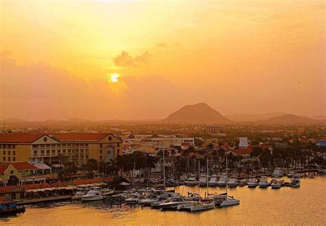Sunrise Over Oranjestad Aruba Aruba Adventure Travel Scenery Photos