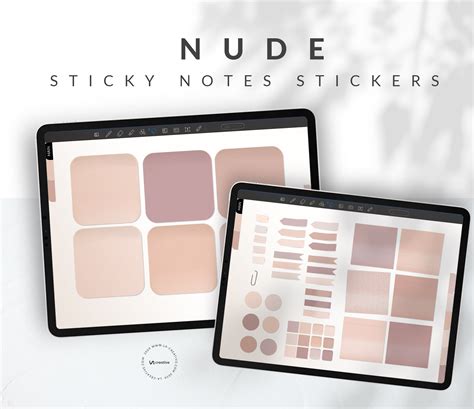 Digital Sticky Notes Stickers Ipad Sticky Note Neutral Nude Etsy