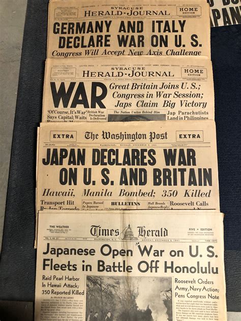 Original Vintage Newspapers Pearl Harbor War Ends Fdr Dies Lot Of 10