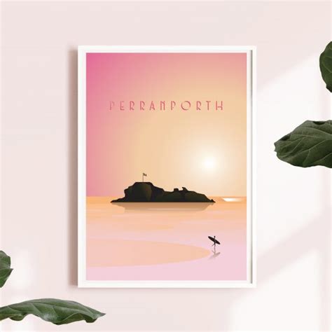 Perranporth Beach Print Cornwall Beach Art Cornwall Travel Poster