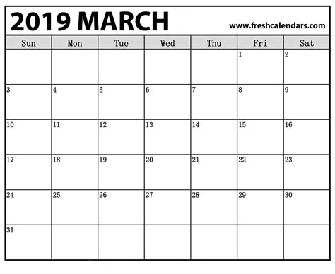 We would like to show you a description here but the site won't allow us. March 2019 Calendar Printable Templates
