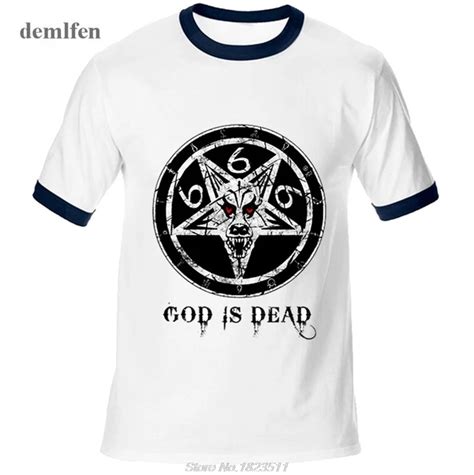 Church Of Satan Is God Dead 666 Number Beast Lucifer Gothic O Neck T