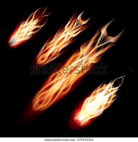 Different Meteors Comets Vector Illustration Stock Vector Royalty Free
