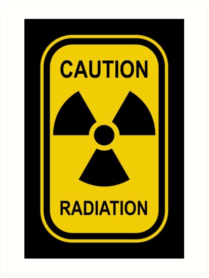 This Rectangular Warning Sign Features A Yellow And Black Radioactive