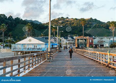 Long Wooden Pier In Small Town Avila Beach Pacific Coast California Editorial Stock Image