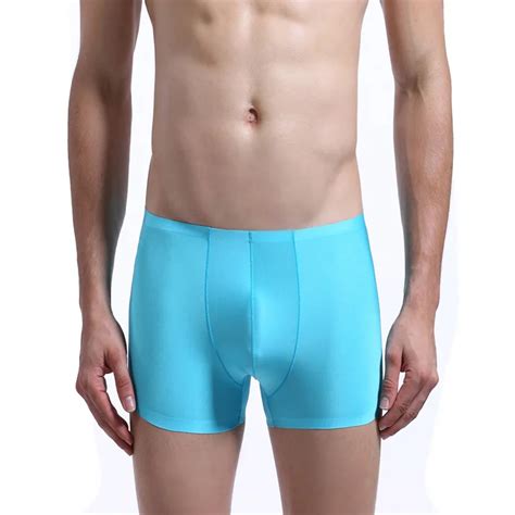 Ultra Thin Man Seamless Boxer Shorts Throwback Men Satin Panties Ice Silk Mens Sexy Underwear