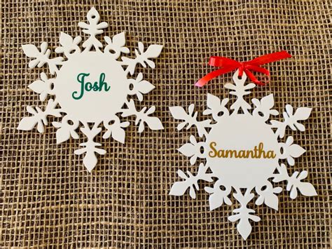 Custom Snowflake Name Ornaments Personalized Laser Cut Etsy