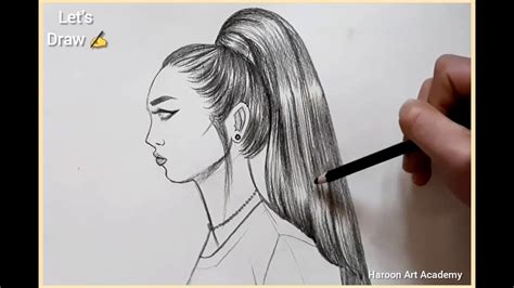 Girl With Ponytail Drawing Easy Youtube