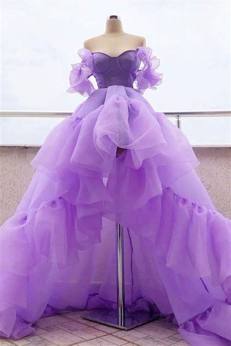 Purple Tulle High Low Prom Dress Purple Evening Dress M9134 Purple