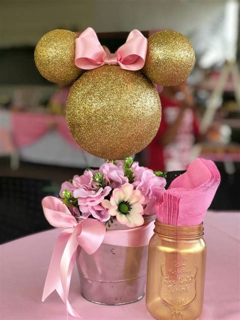 Centro De Mesa Fiesta De Minnie Mouse By Nature Crafts Cumpleaños De