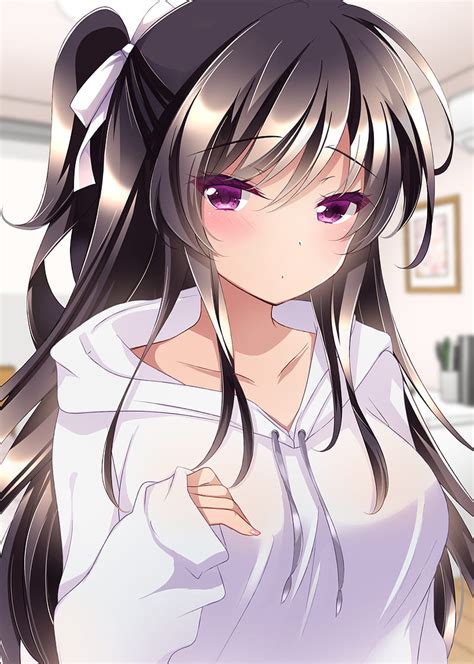 Anime Girls Ichiyou Moka Purple Eyes Long Hair Dark Hair Blush Hd Phone Wallpaper Peakpx