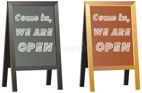 Welcome We Are Open Chalkboard Sign Stock Vector Illustration Of
